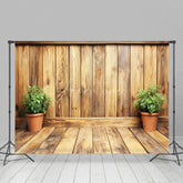 Aperturee - Aperturee Simple Potted Plants Wooden Photography Backdrop